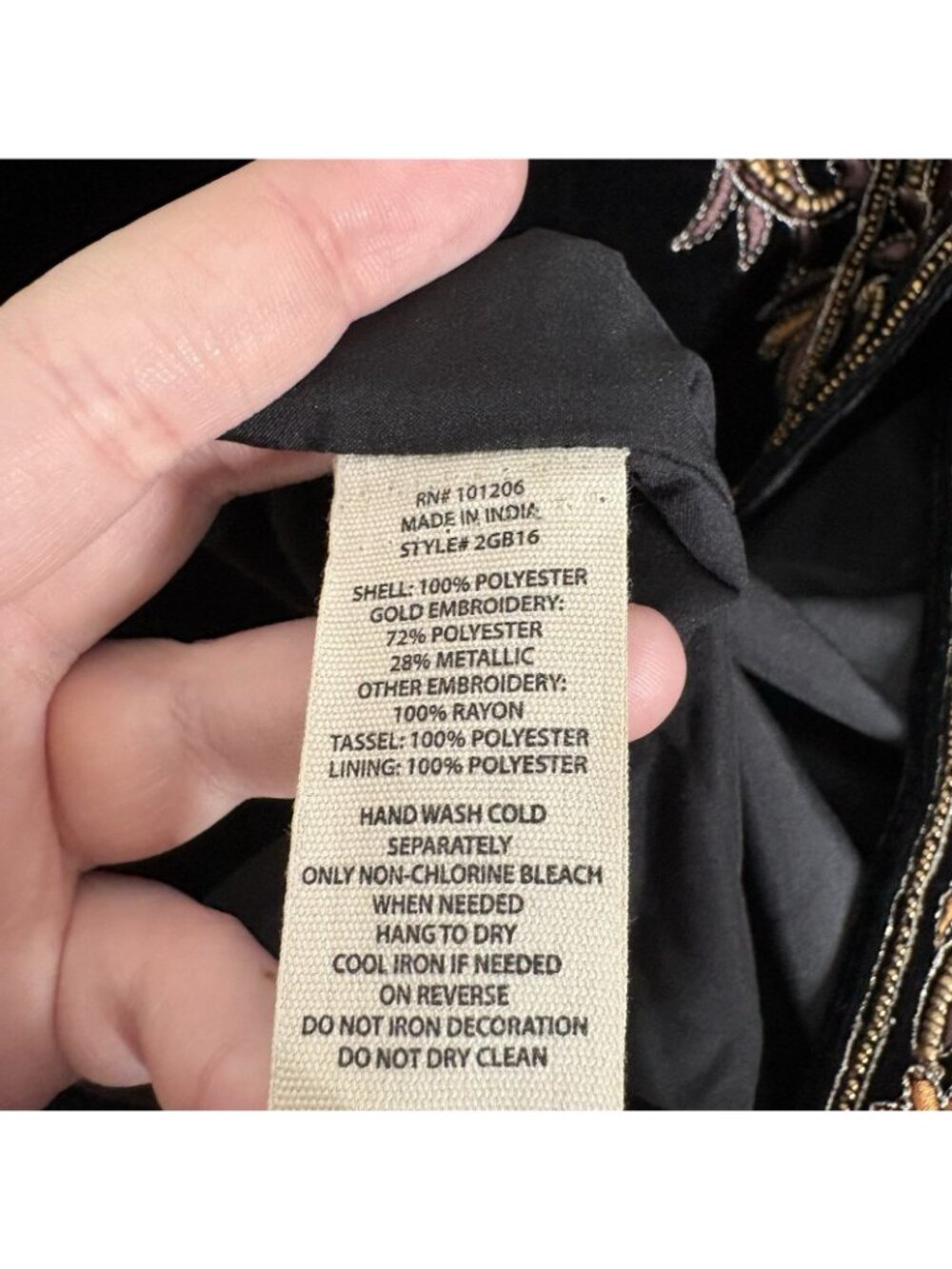 Soft Surroundings Sz L Black Gold Beaded Embroidered Velvet Belcastel Jacket NWT - Picture 12 of 14